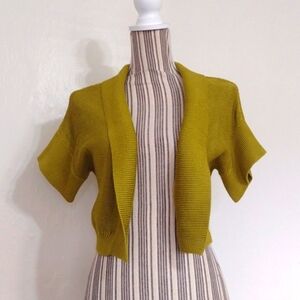 Worthington Knit Open Cropped Cardigan Sweater in Fun Green Size M NWT